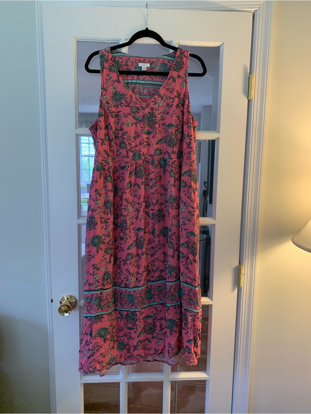 J.Jill Floral Pink Sleeveless Midi Dress size LP